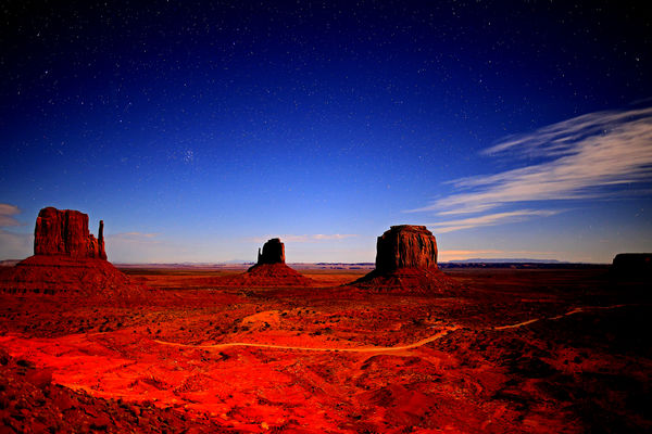 Moon Lit Landscape with Starry Skies at Monument V...
