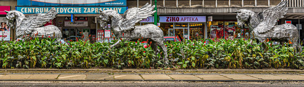 3 - Three metal sculptures of Pegasus, the Winged ...