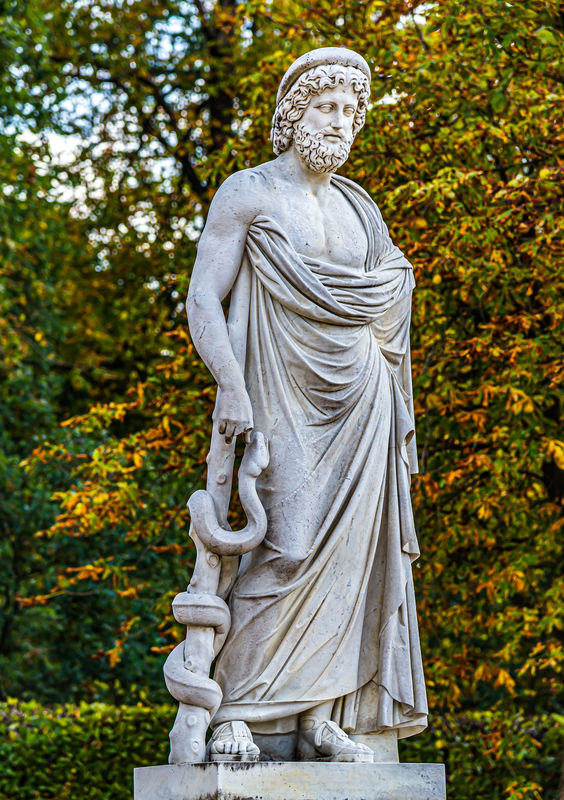 7 - Statue of Asklepios (Greek god of medicine) wi...