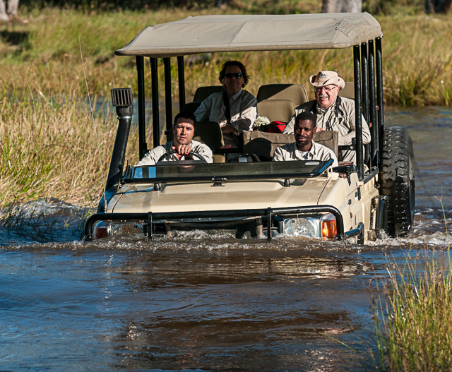 Driving on the road in the Okavango Delta...