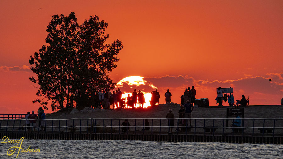 Sunset over lake Michigan at Holland State Park...
