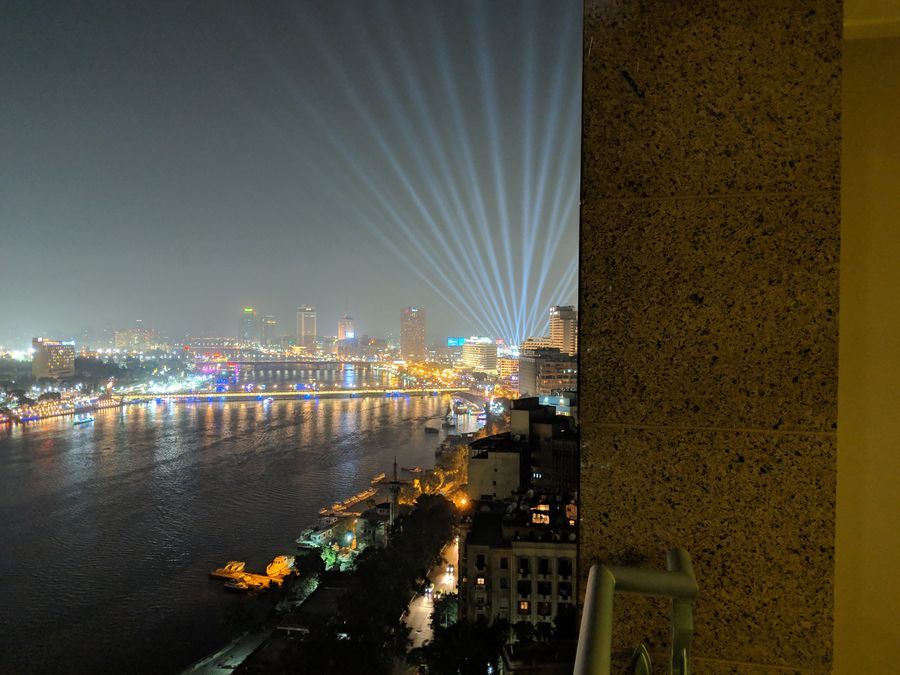 Cairo: Nile river at night...