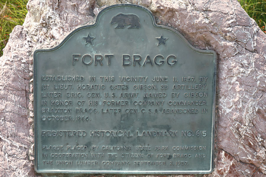 Plaque about the founding of Fort Bragg...