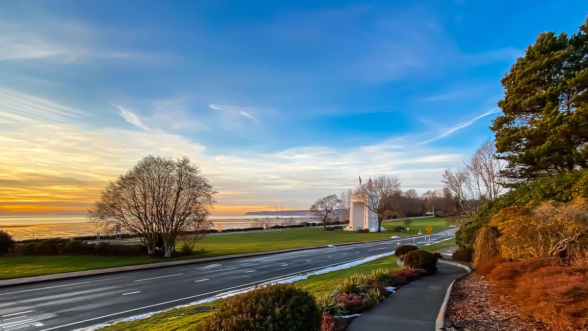 The Peace Arch with White Rock BC in the backgroun...