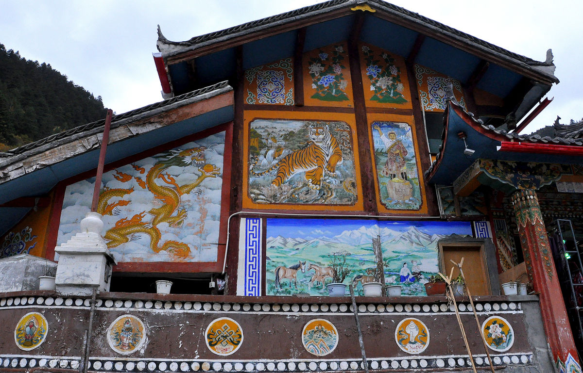 4 - Building richly decorated in Tibetan motives...