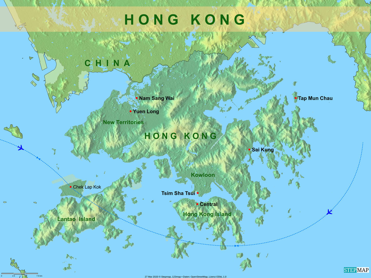 10 - Map depicting Hong Kong, with the small Hong ...