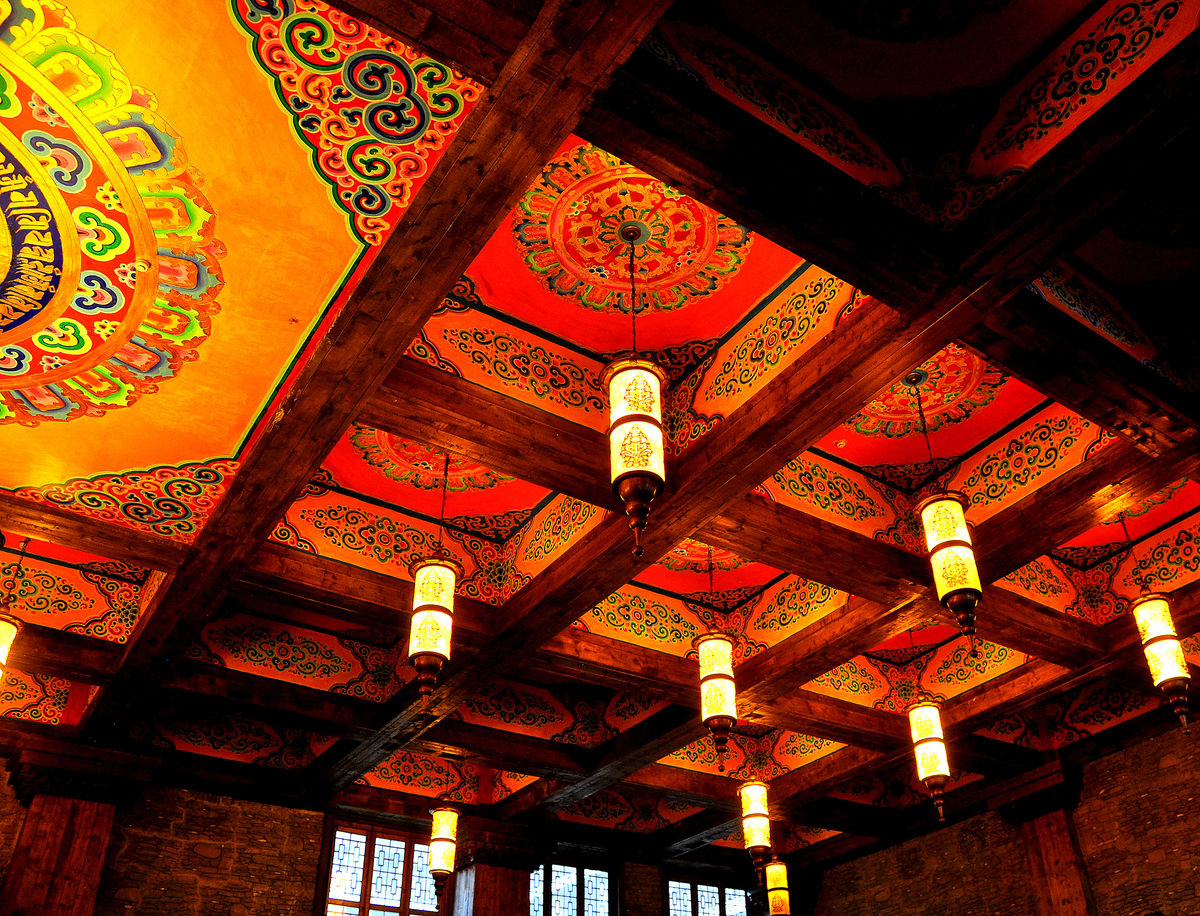 8 - Intricate Tibetan-style ceiling decoration...