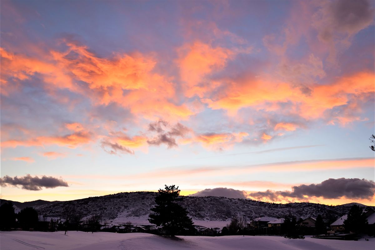 Spectacular winter sunset.  Littleton. CO...