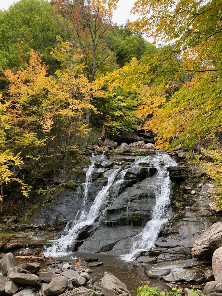 waterfalls with fall colors background Today i went to Kaaterskills falls in Hunter NY. It