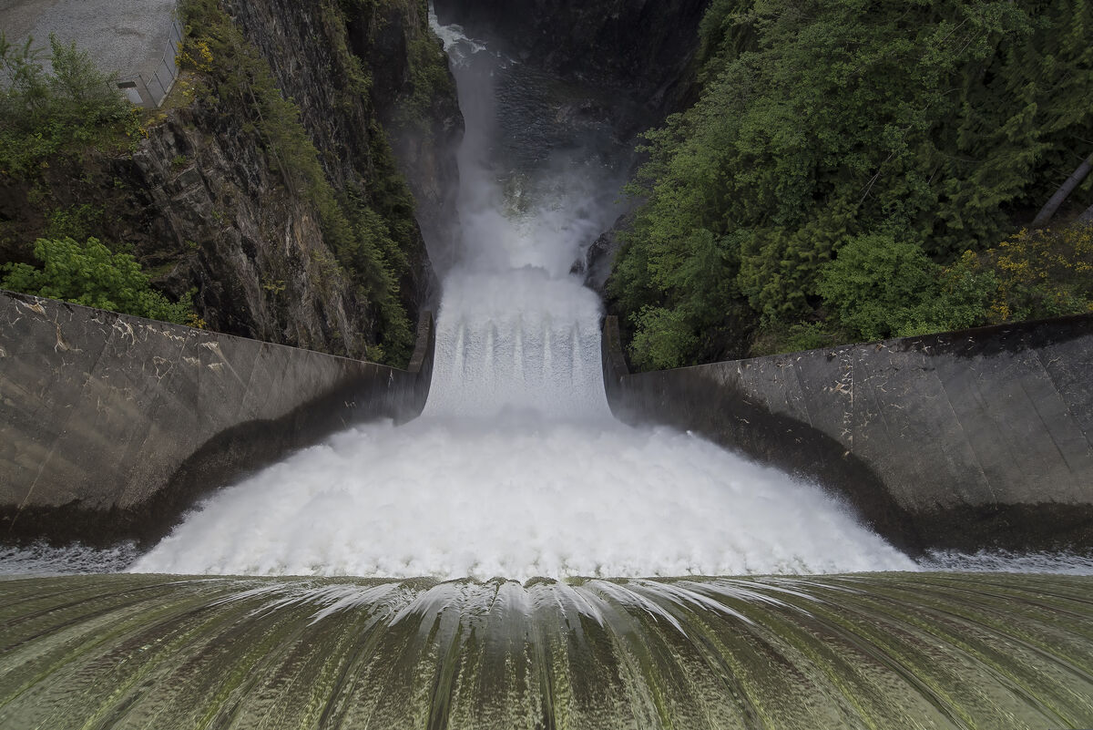 Cleveland Dam spillway Located in North Vancouver, BC. About 300 ft high.