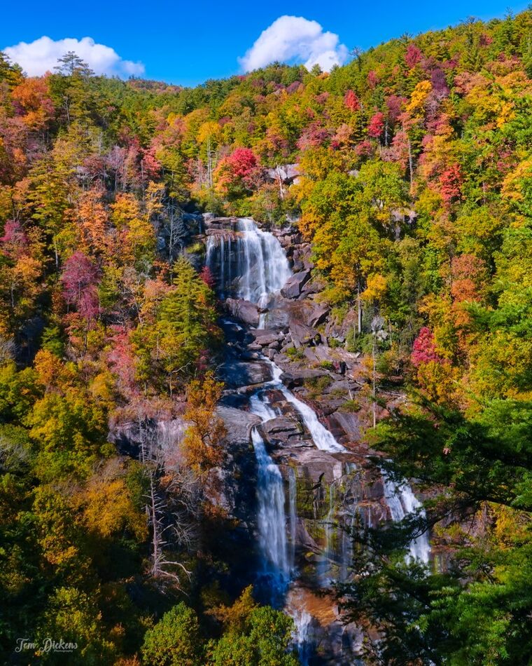 Whitewater Falls with fall color: Upper Whitewater Falls in the Blue ...