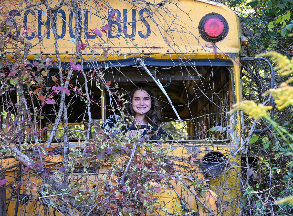 A nearby abandoned school bus was an interesting p...