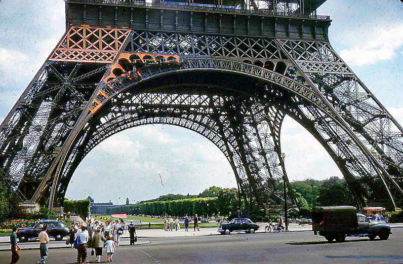 1954 Eiffel Tower - plaza under structure....