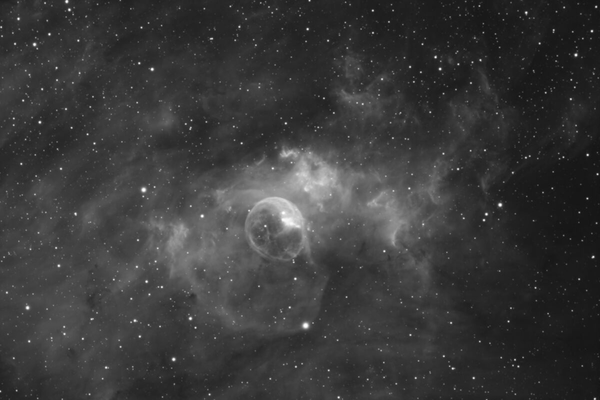 Ha image of the Bubble Nebula. Note: Hydrogen gas ...