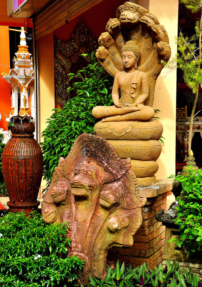 9 - Terra cotta Buddha statue in meditation pose, ...