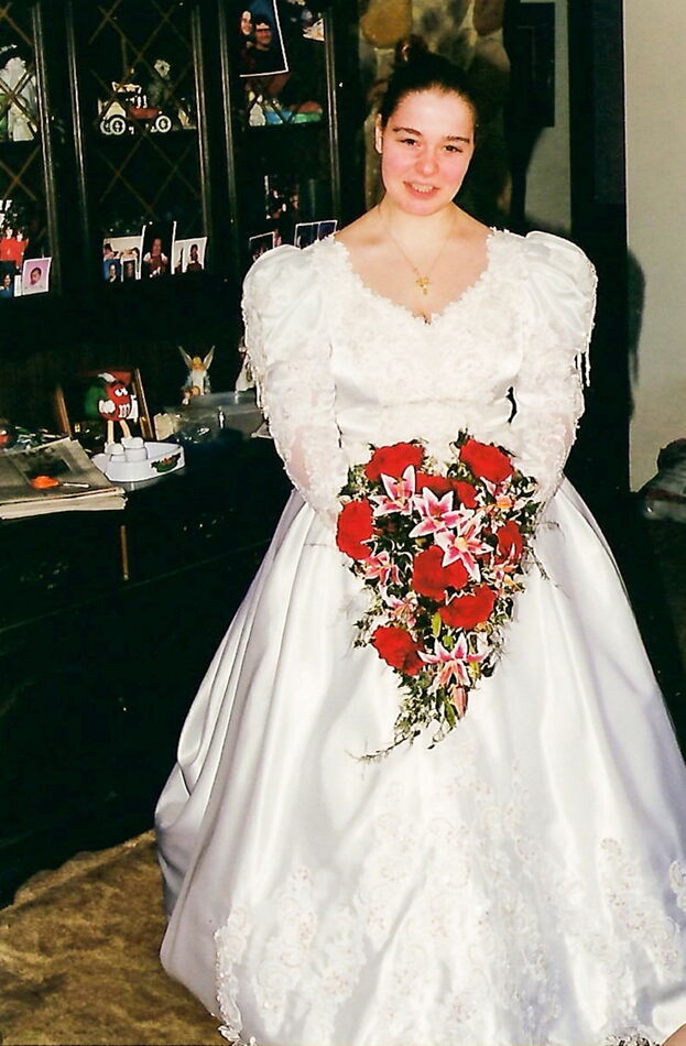 Our oldest daughter's wedding dress. 2001...