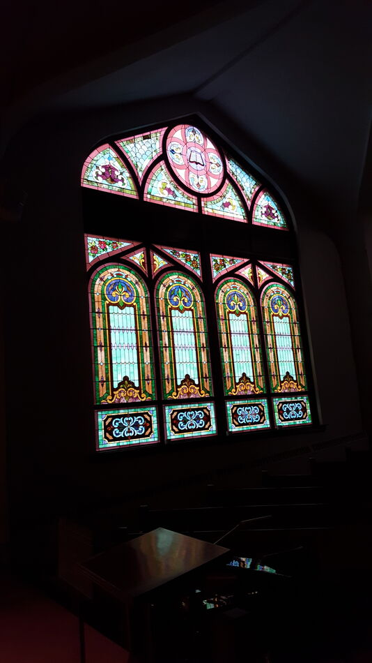 Stained glass in old church in Iowa...