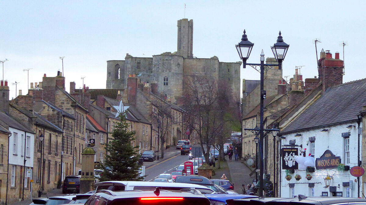 looking up the high street of Warkworth Village to...