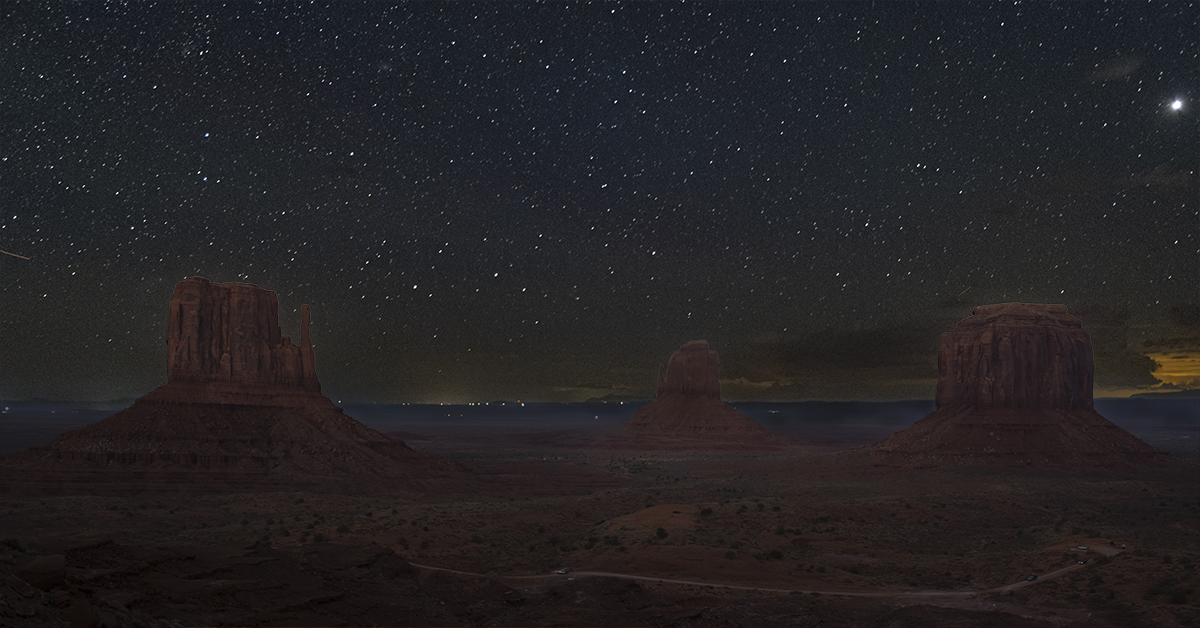 Monument Valley moonlight (double exposure stack s...