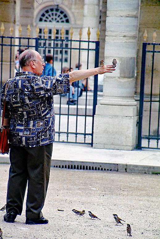 1992:  Paris  Birdman in Palais Royale....
