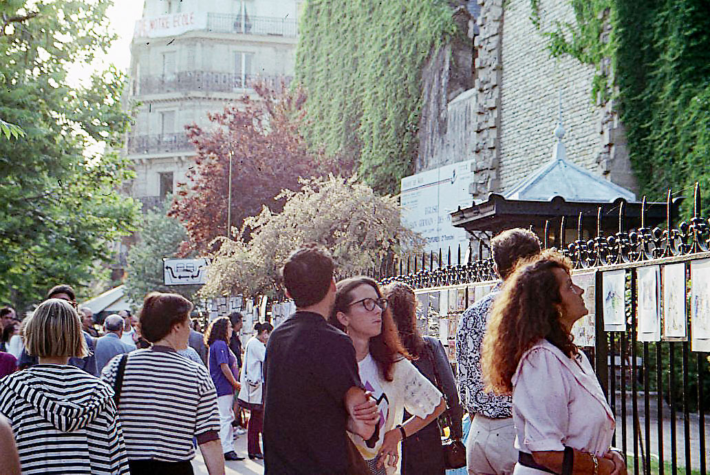 1992: Paris:  Art fence on Blvd. St. Germain....