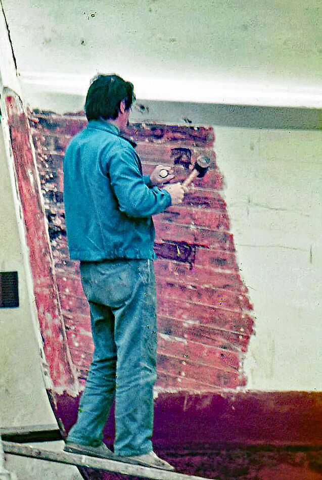 1974:  Menton:  Boat Repairs underway....