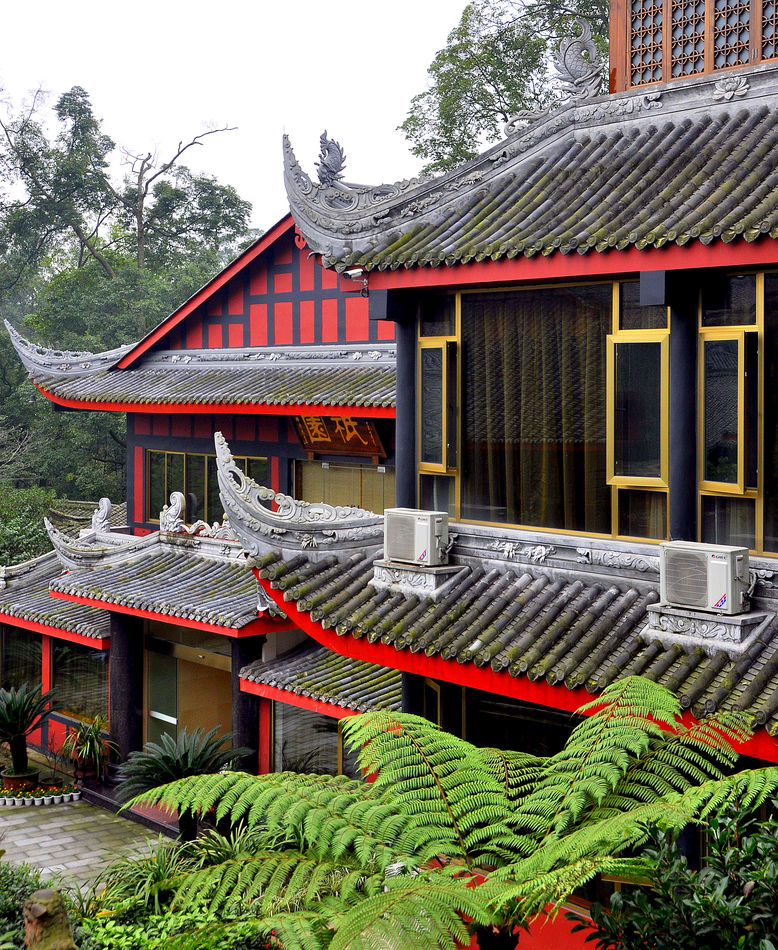 1 - Baoguo Temple compound: Colorfully trimmed bui...