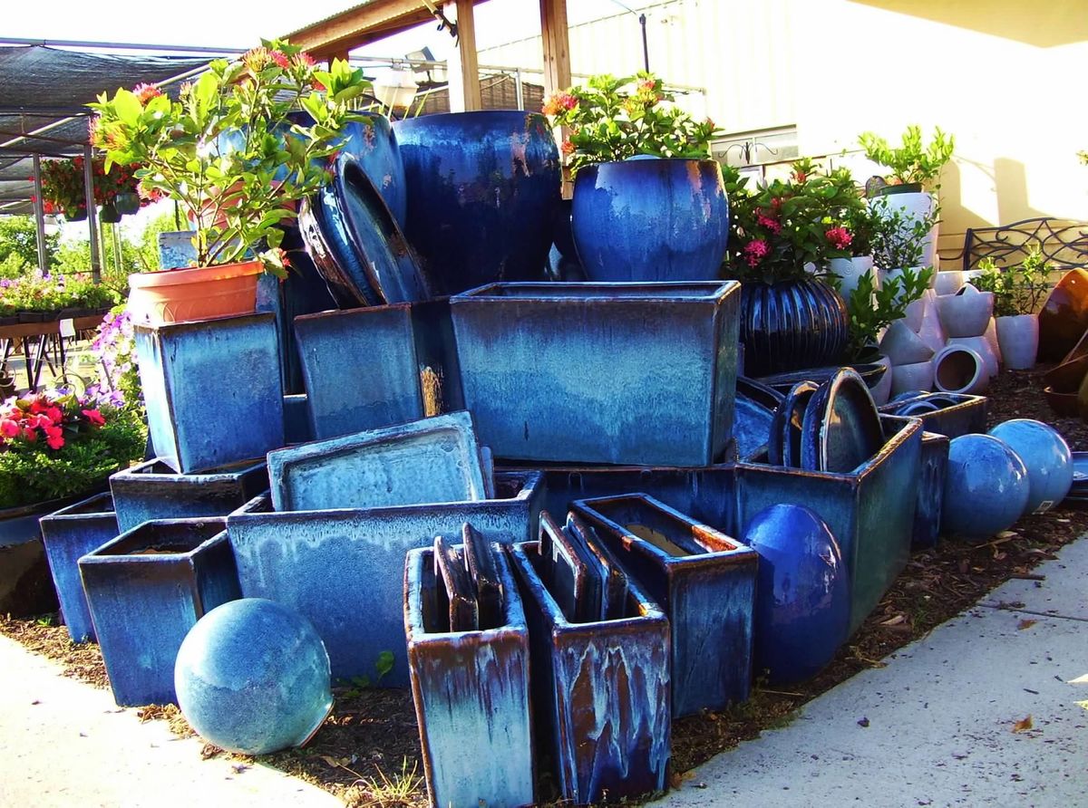 Blue pots at Earl May's...