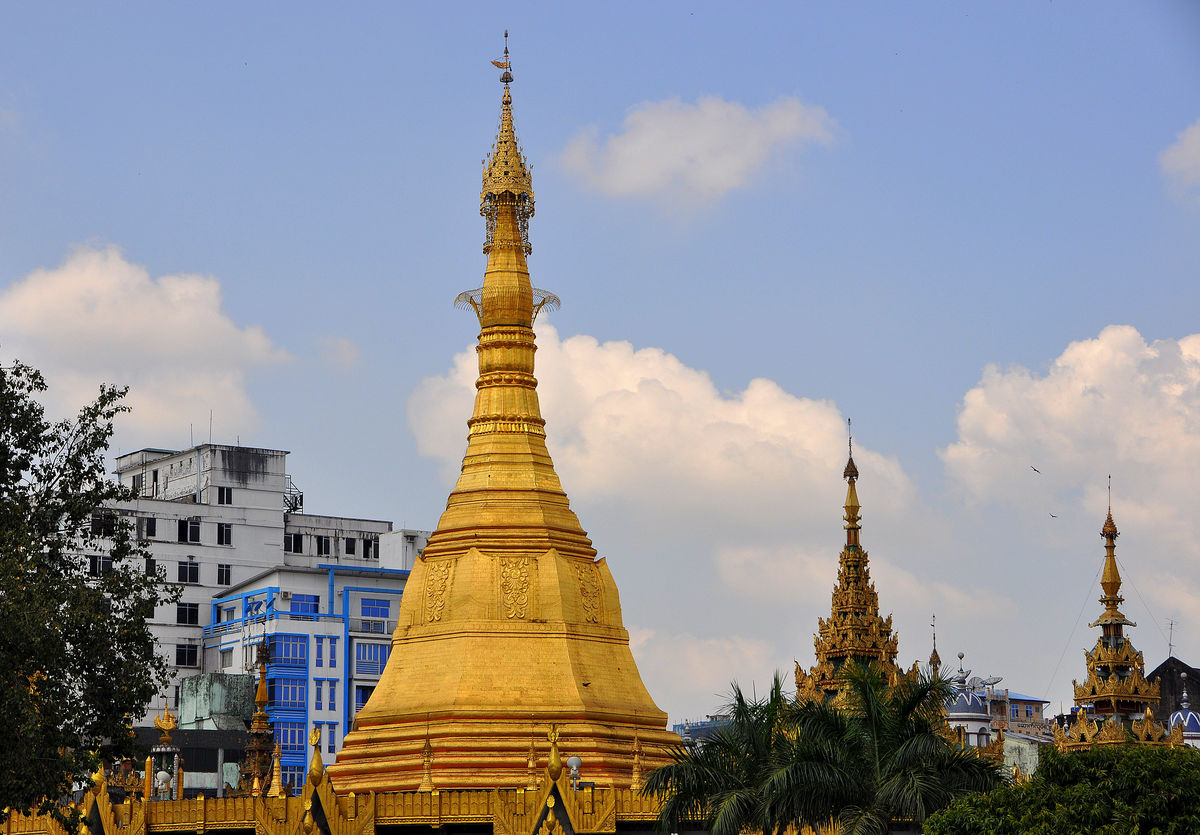 9 - Sule Pagoda located in the heart of downtown Y...
