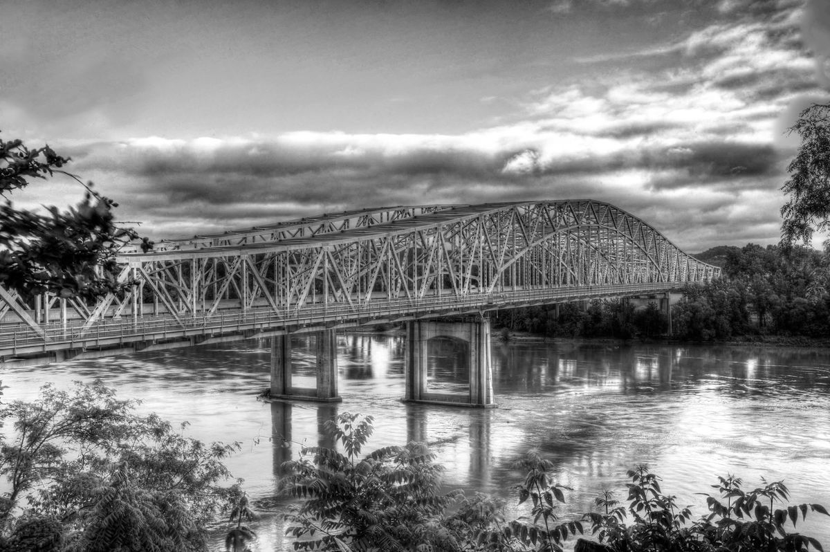 Missouri river bridge at Jefferson City, MO....