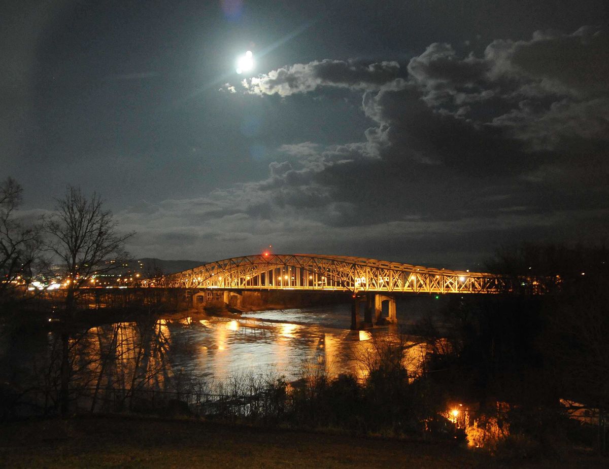 Missouri river bridge at Jefferson City, MO....