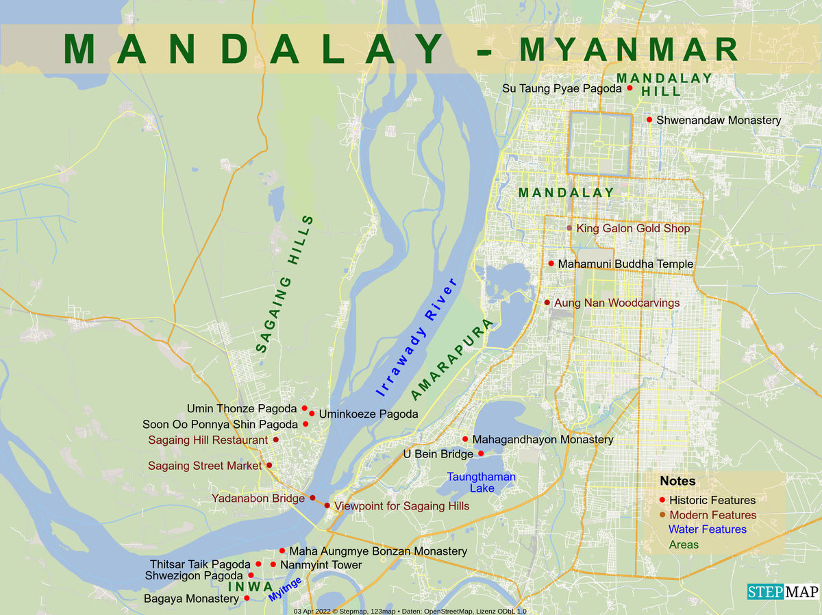 12 - Map of the sights within Mandalay...