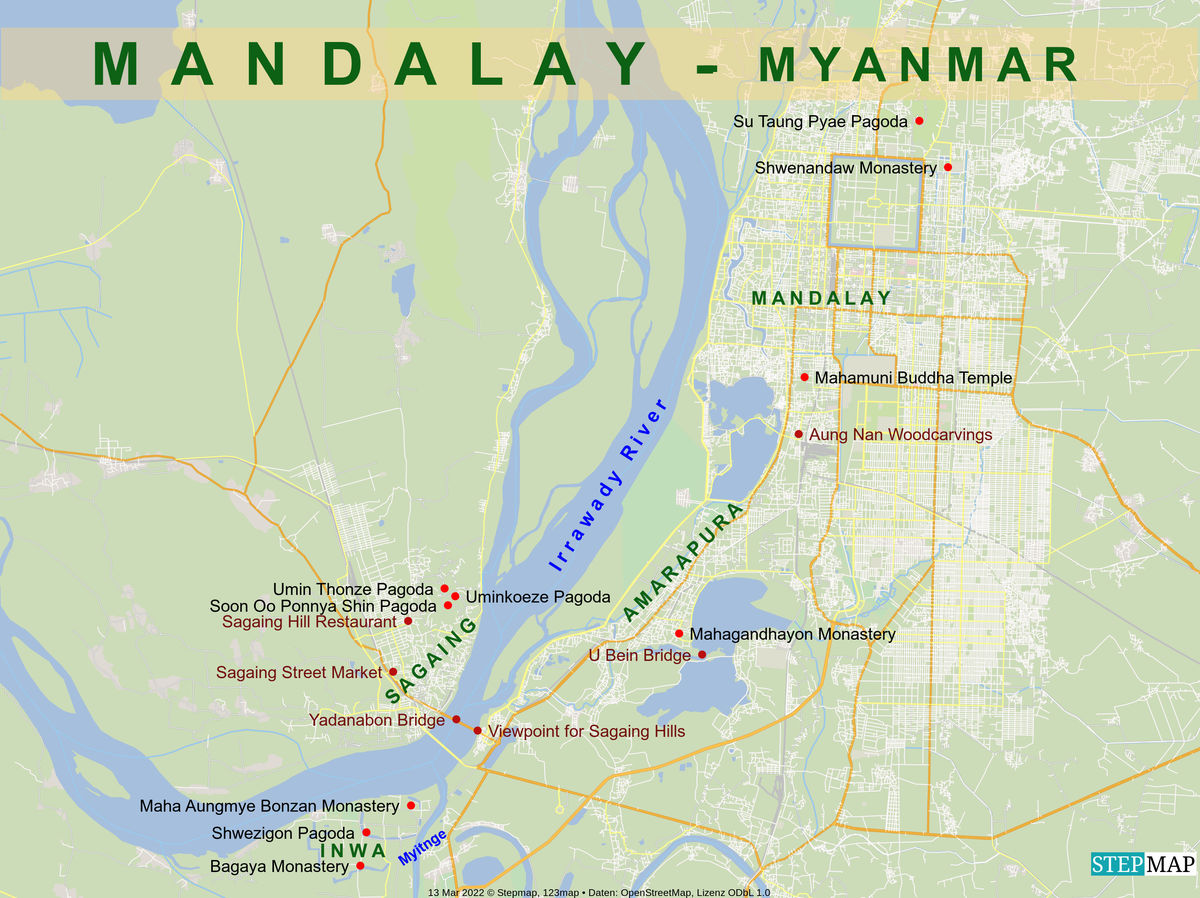 12 - Map of the sights within Mandalay...