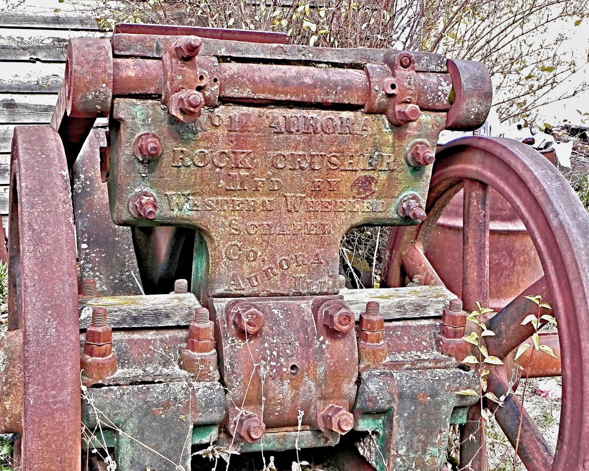 This steam powered rock crusher was in operation i...