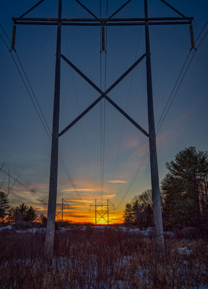 Winter sunset on the "pole line"...
