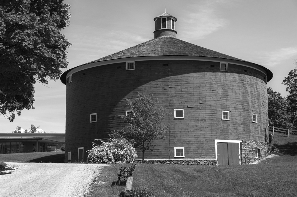 Round barn which was moved here board by board - a...