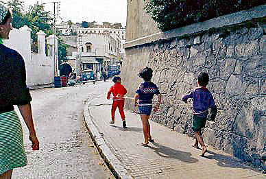 1972 September Tangier, Morocco  Fran watching boy...