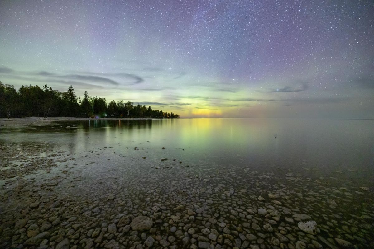 Northern Lights in Door County, WI Practicing some Milky Way