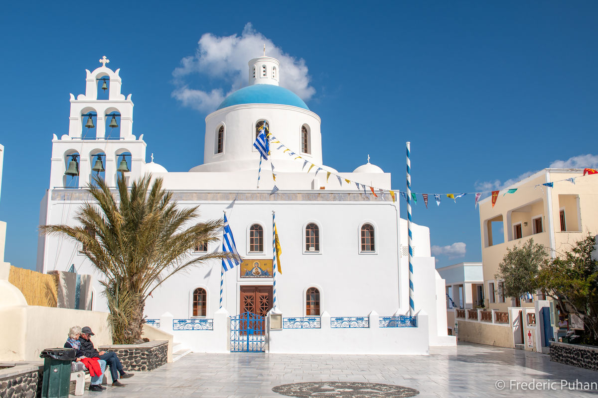 One of many churches in Oia...