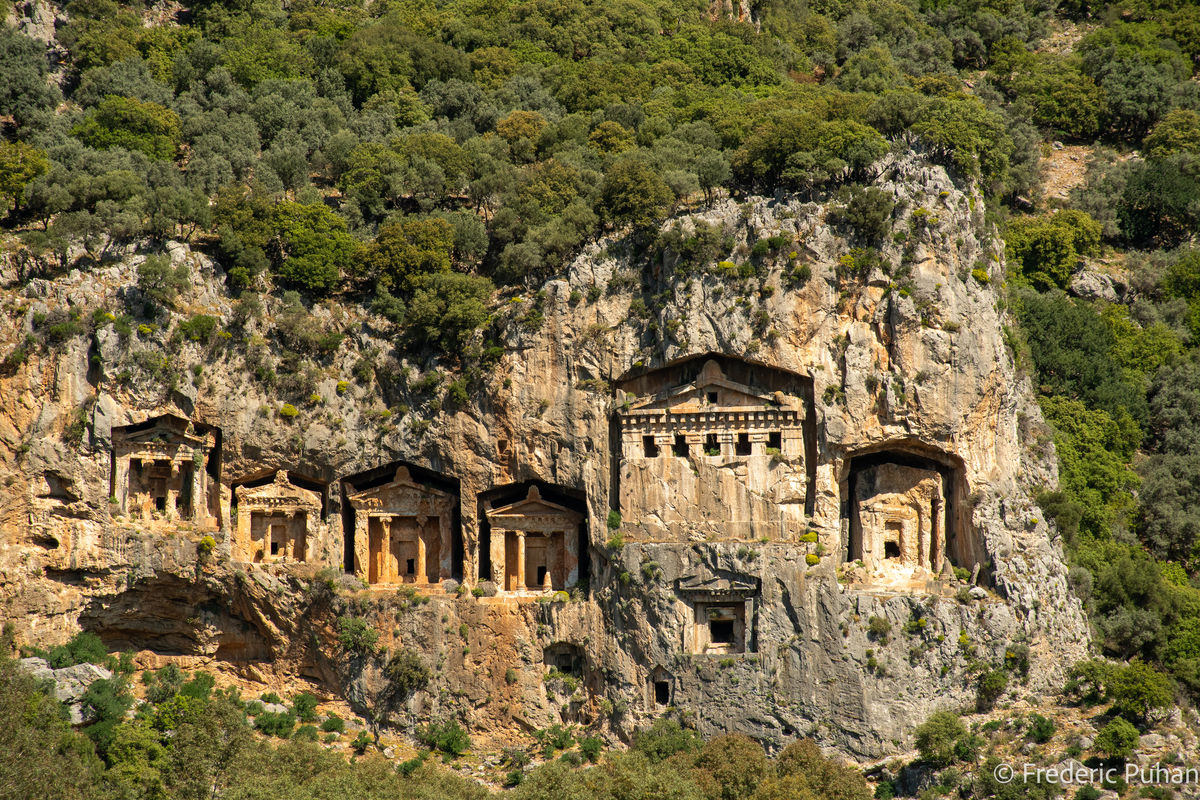 Rock-cut tombs facing the Dalyan River (there are ...
