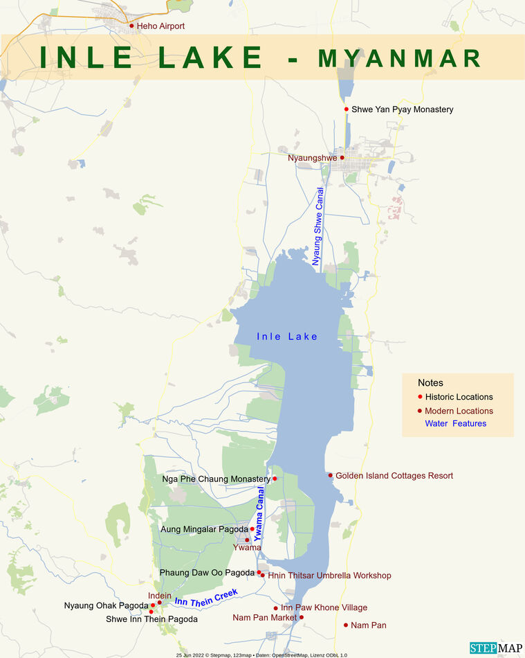 12 - Map of the sights at Inle Lake, the Nga Phe C...