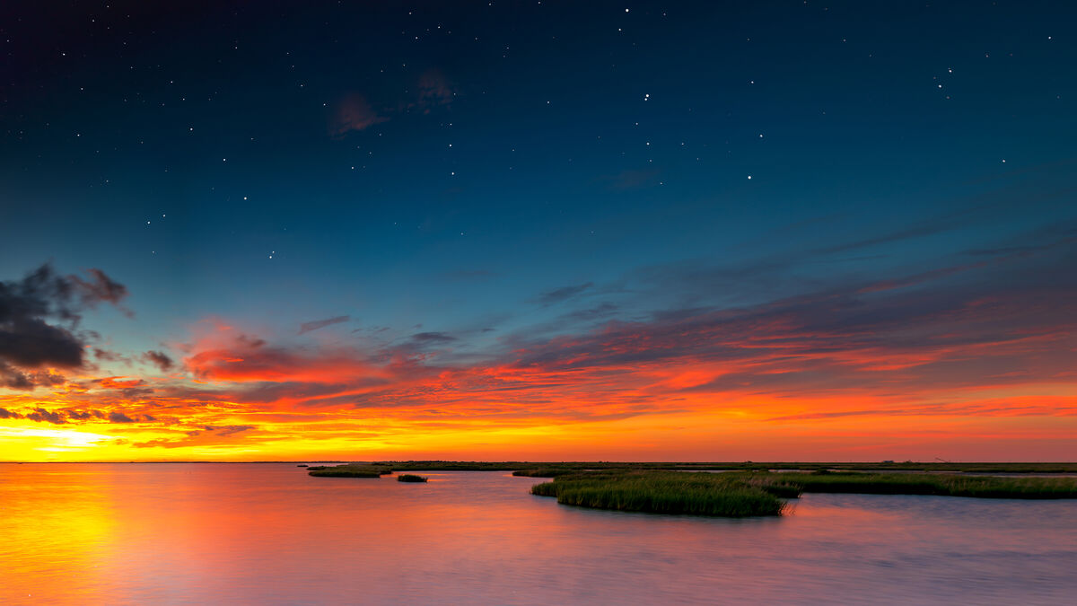 Sunset in Pointe Aux Chênes, Louisiana Pointe Aux Chênes in english