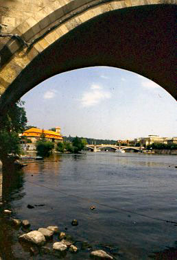2000 June  Prague, Czech.  Vitrava River from unde...