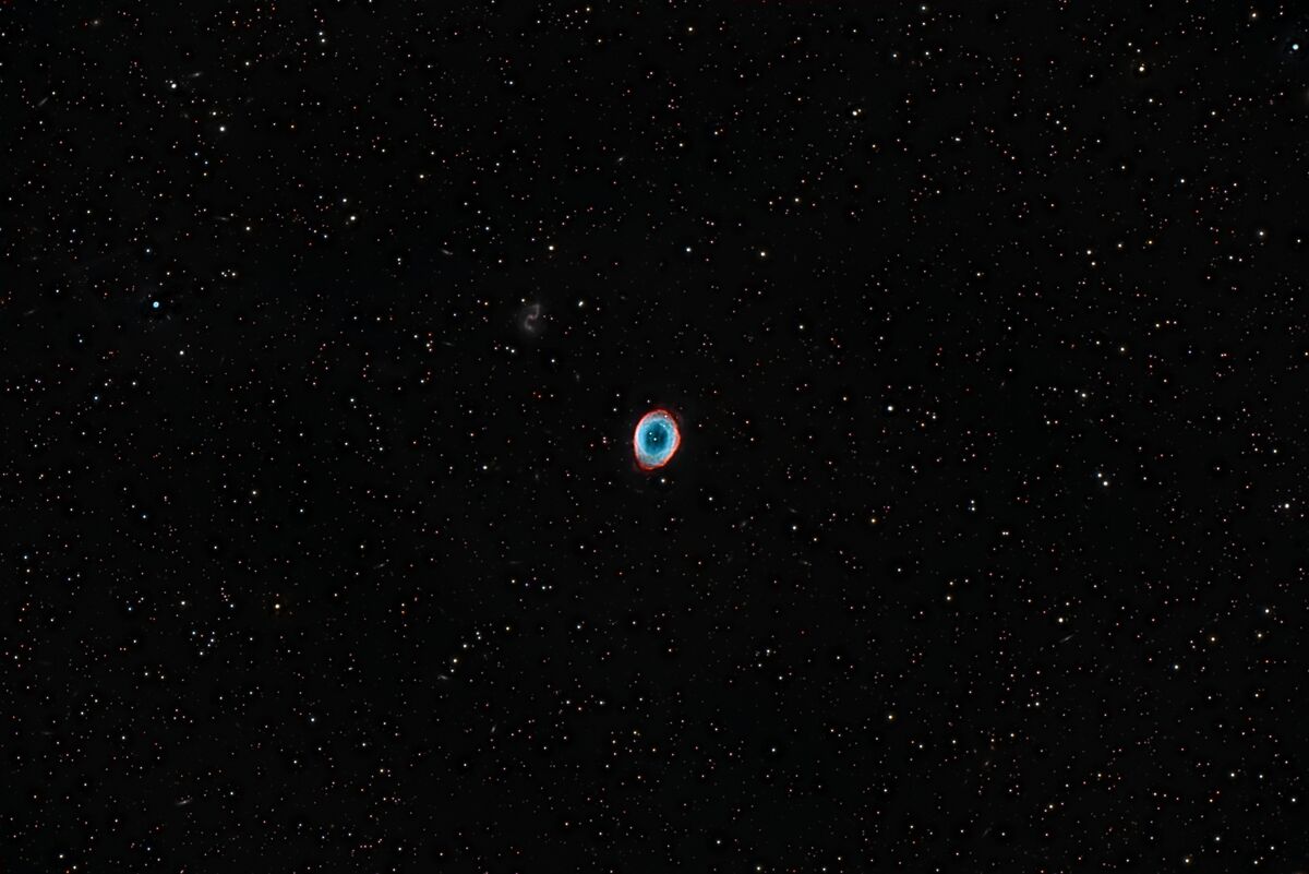 M57 the ring nebula taken using LRGB filters. The ...