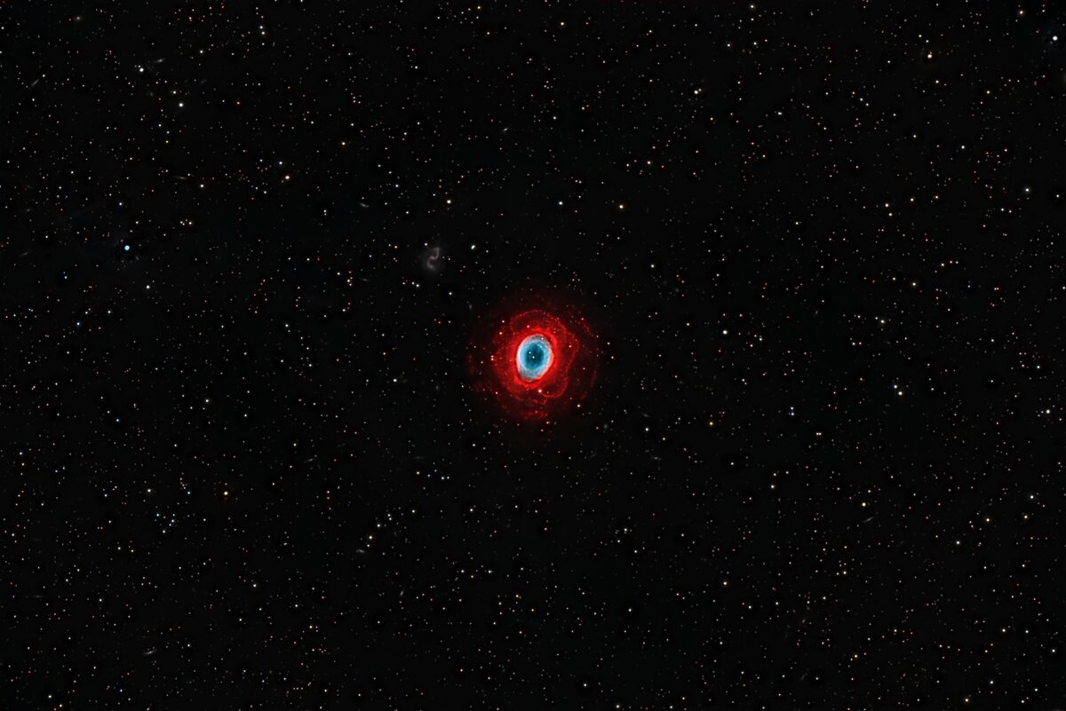 M57 with Ha data added to the red channel. This br...