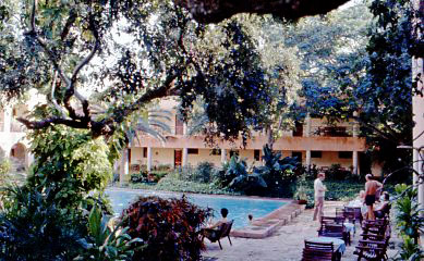 1975 Uxmal, Yucatan   Hacienda Uxmal - Pool area....