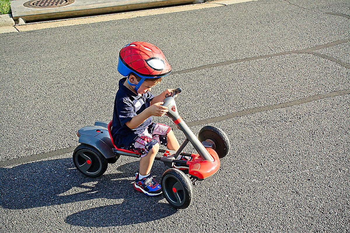 My three year-old grandson getting a "driving less...