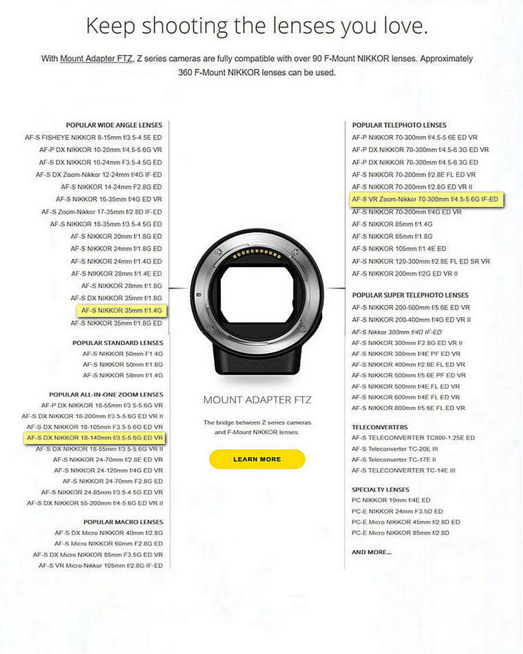 The highlighted ones are my Nikon lenses, I no lon...