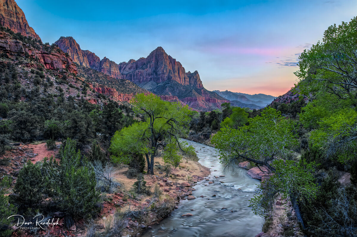 Watchman Tower and the Virgin River in Zion NP...