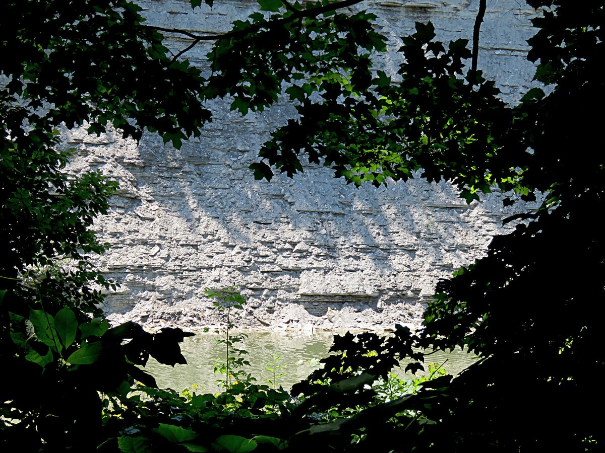shale cliffs over the Rocky River...